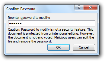 Reenter Password to Modify