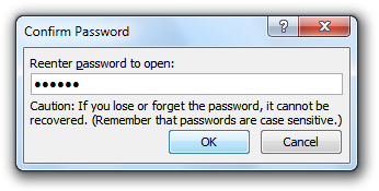 Reenter Password to Open