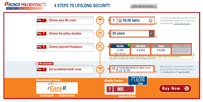 ICICI Prudential Term Plan Calculator